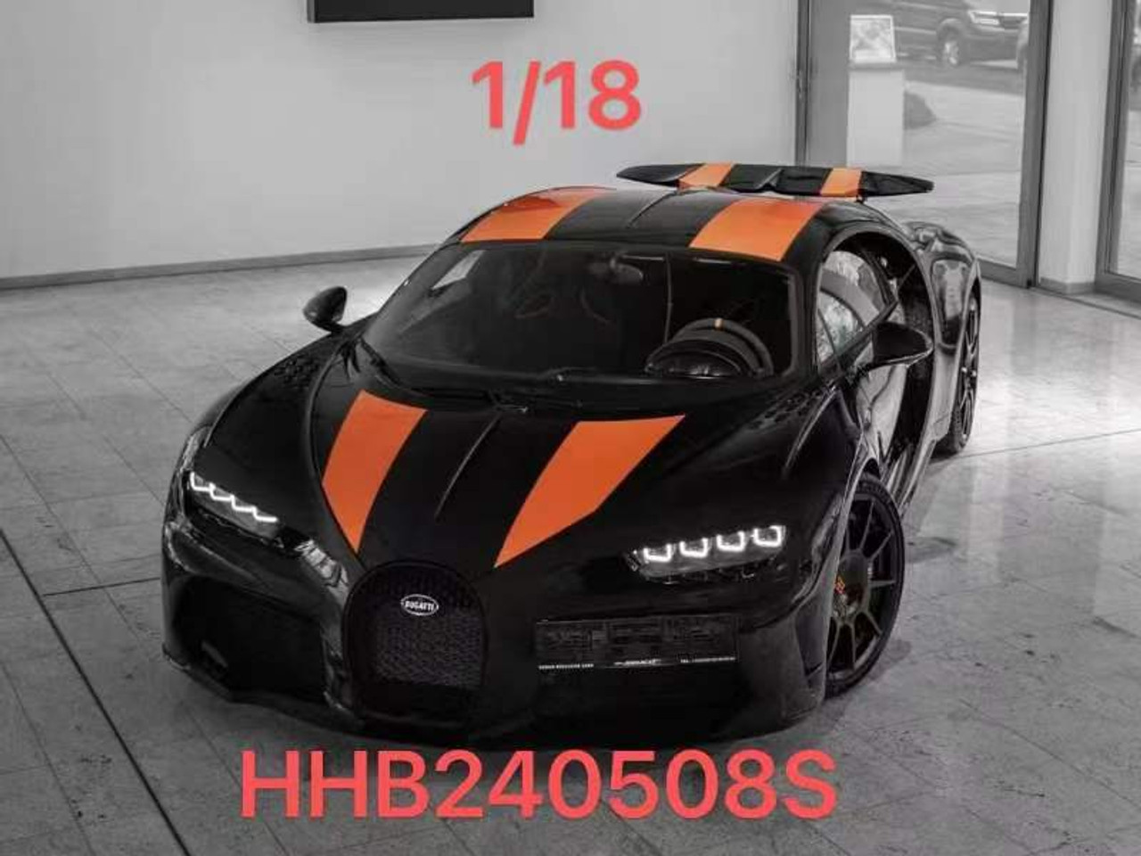 1/18 HH Model Bugatti Chiron Sport (Black Carbon & Orange