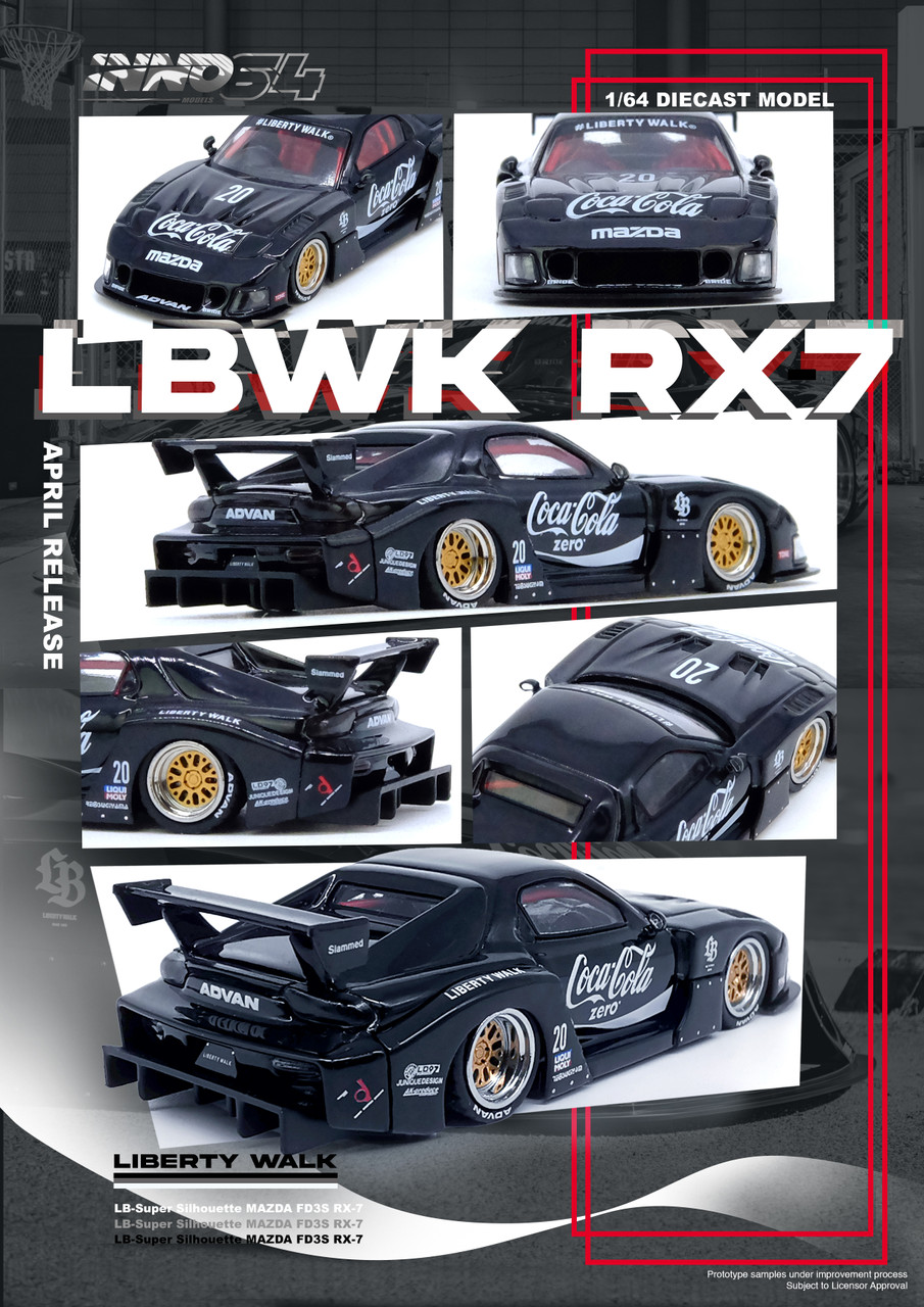 1/64 Inno64 Mazda RX-7 RX7 (FD3S) LB-Super Silhouette (Black) Diecast Car Model