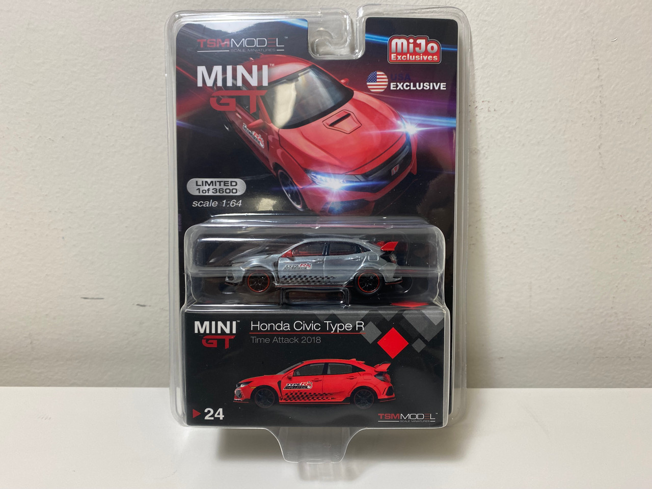 CHASE CAR 1/64 Mini GT 2018 Honda Civic Type-R Time Attack (Chrome Silver) Diecast Car Model