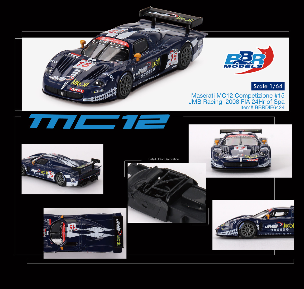 1/64 BBR Maserati MC12 Competizione #15 JMB Racing 2008 FIA 24Hr