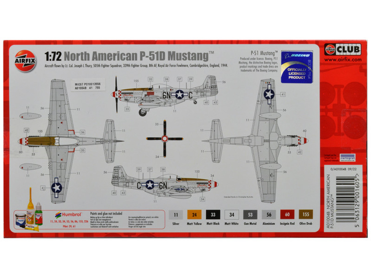 Skill 1 Model Kit North American P-51D Mustang Fighter Aircraft 1/72 Plastic Model Kit by Airfix