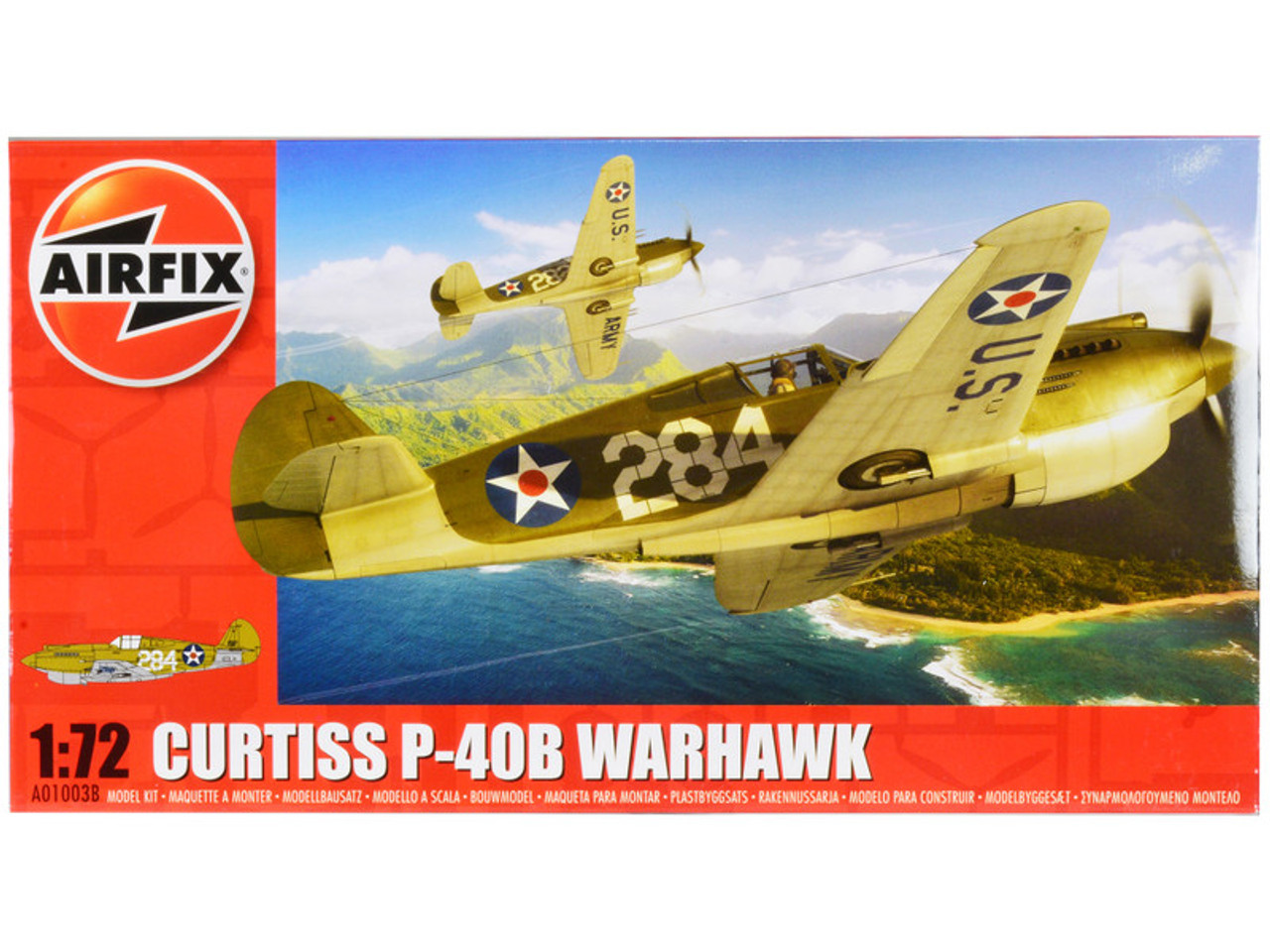 Skill 1 Model Kit Curtiss P-40B Warhawk Fighter-Bomber Aircraft 1/72 Plastic Model Kit by Airfix