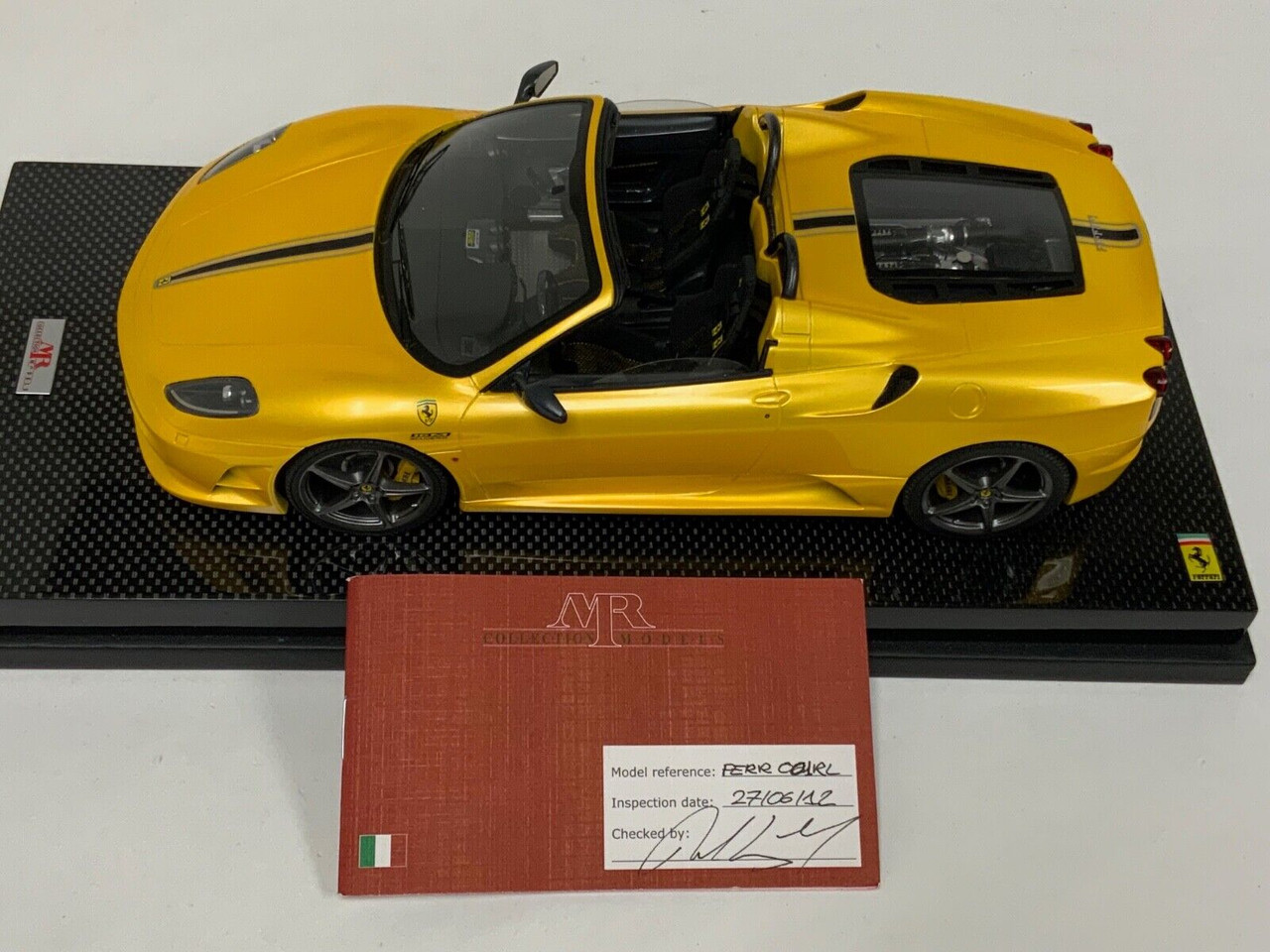 1/18 MR Collection Ferrari F430 Scudera 16M (Tristrato Yellow) Car Model with Carbon Fiber Base Limited 25 Pieces