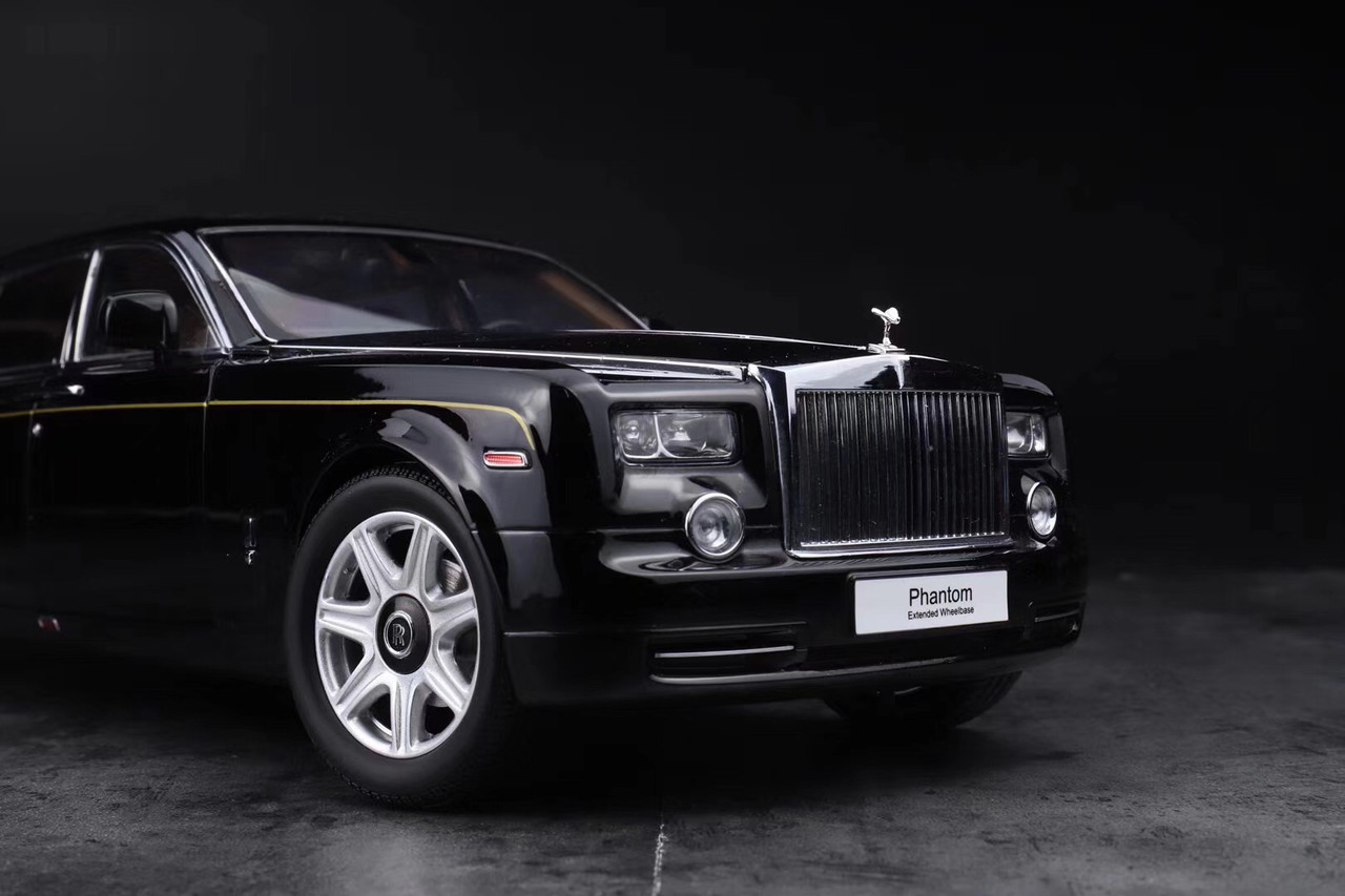 1/18 Kyosho Rolls-Royce Phantom Extended Wheelbase (EWB) (Black w/ Golden Line) Diecast Car Model Limited 200