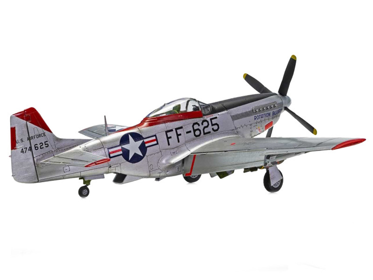 Skill 2 Model Kit North American F-51D Mustang Fighter Aircraft with 3 Scheme Options 1/48 Plastic Model Kit by Airfix