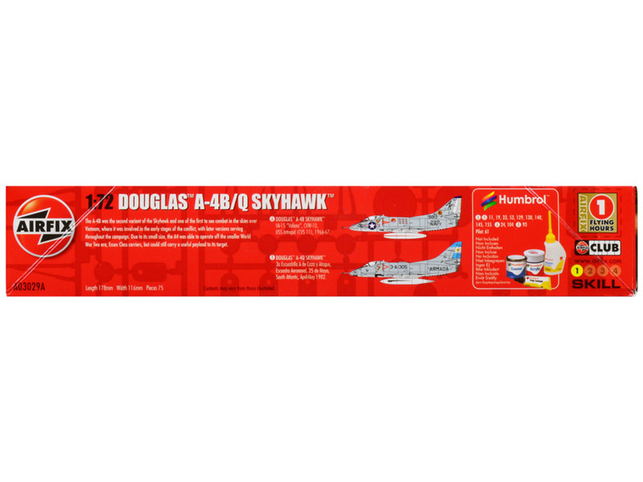Skill 1 Model Kit Douglas A-4B/Q Skyhawk Aircraft with 2 Scheme Options 1/72 Plastic Model Kit by Airfix