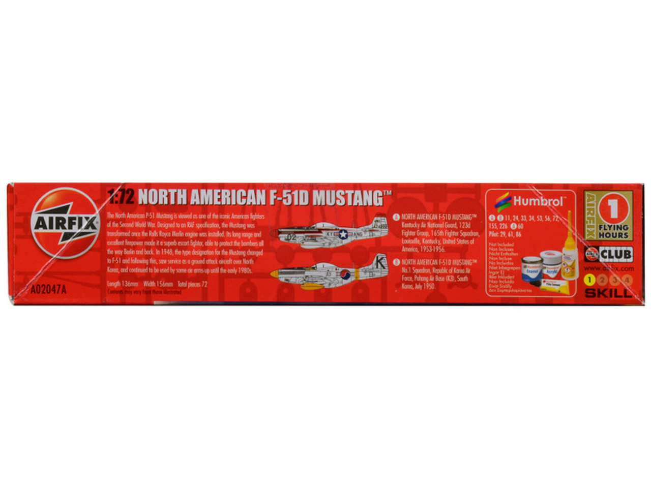 Skill 1 Model Kit North American P-51D Mustang Fighter Aircraft with 2 Scheme Options 1/72 Plastic Model Kit by Airfix