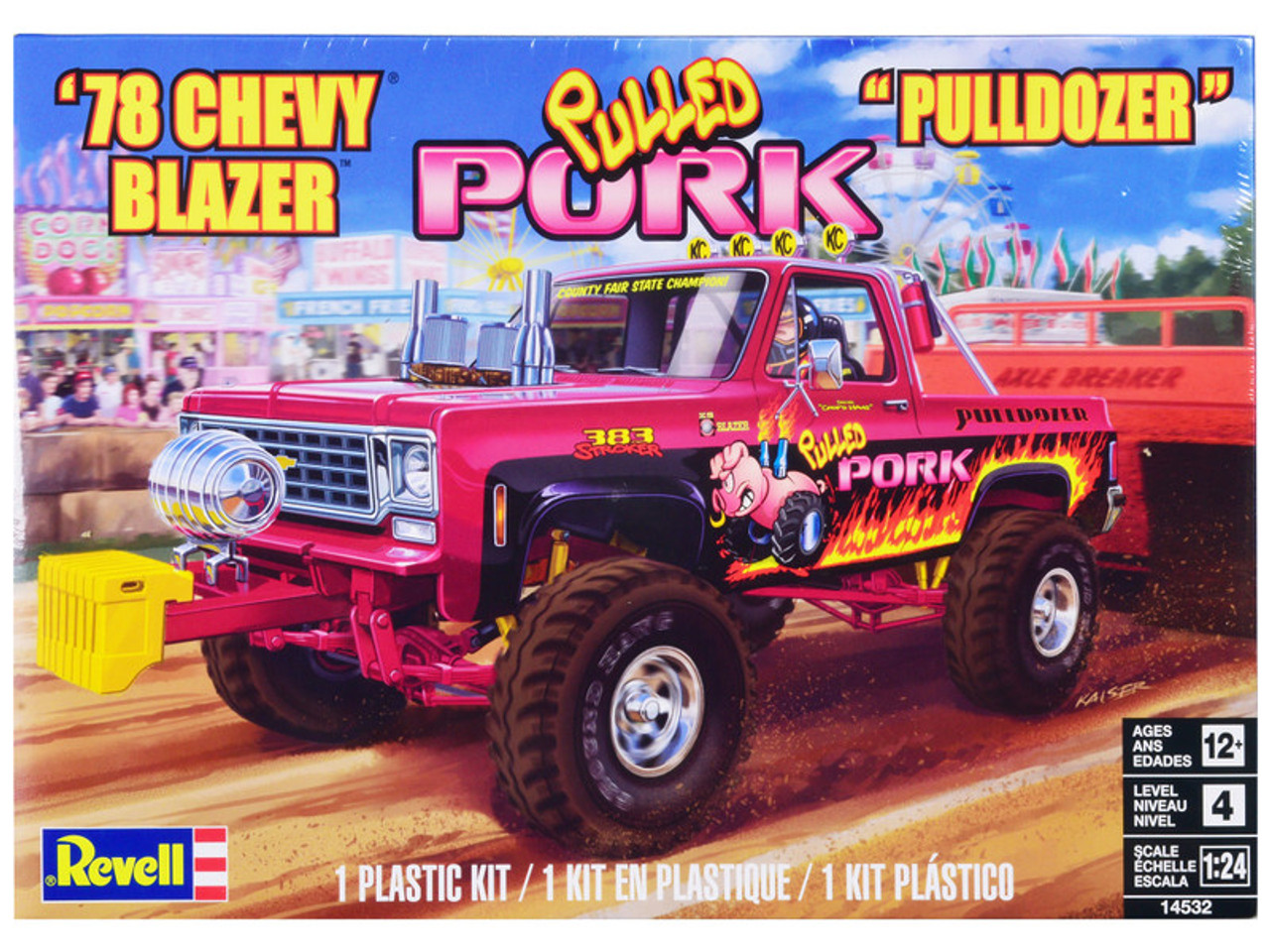 Level 4 Model Kit 1978 Chevrolet Blazer Pickup Truck "Pulled Pork Pulldozer" 1/24 Scale Model by Revell