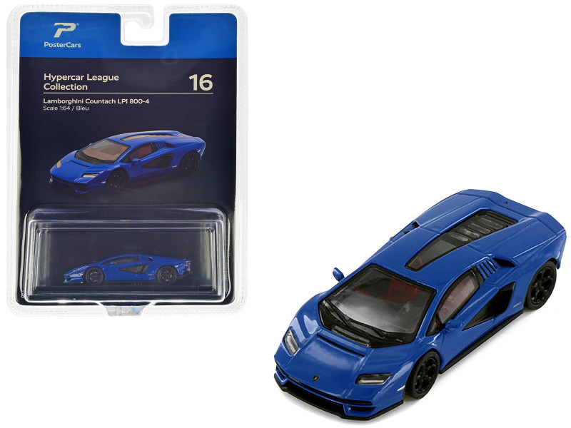 1/64 PosterCars Lamborghini Countach LPI 800-4 (Blue Diecast Car