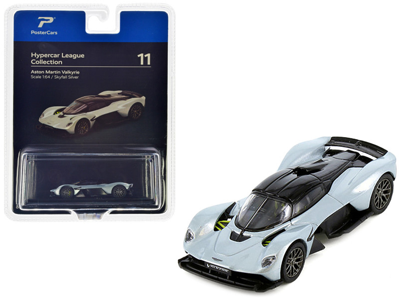 1/64 PosterCars Aston Martin Valkyrie (Skyfall Silver) Diecast Car Model