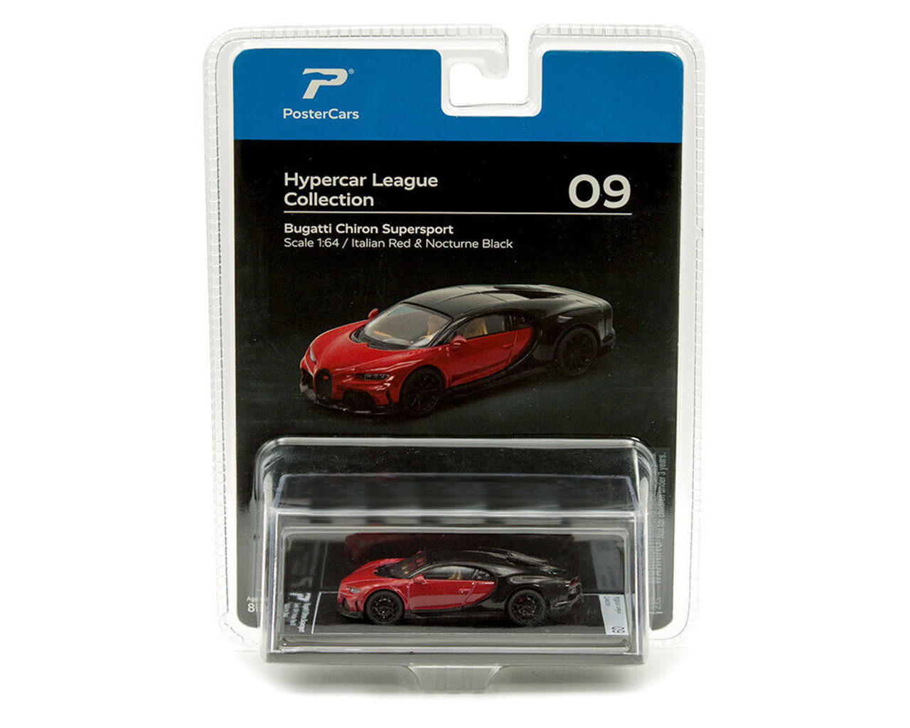 1/64 PosterCars Bugatti Chiron Supersport (Italian Red & Nocturne Black) Diecast Car Model