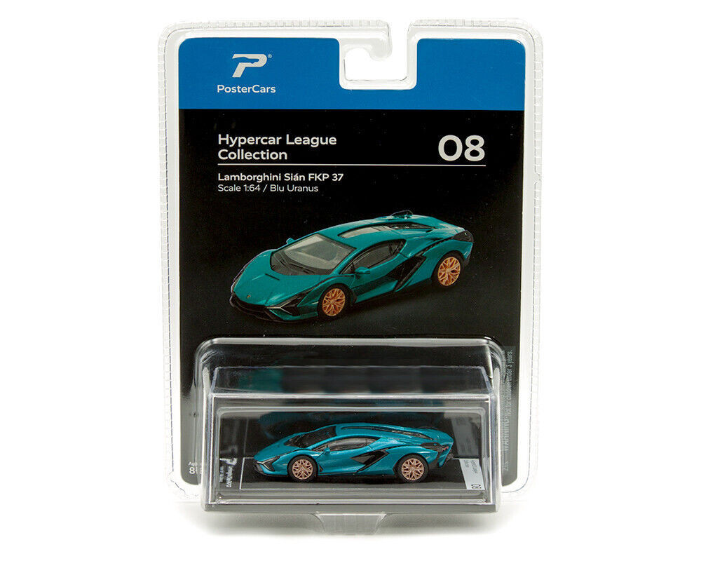 1/64 PosterCars Lamborghini Sian FKP 37 (Blu Uranus Blue) Diecast