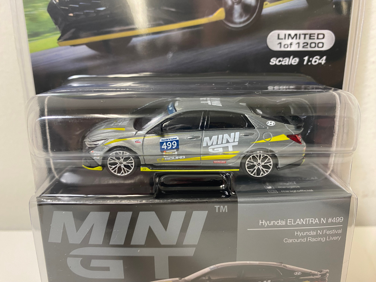 CHASE CAR 1/64 Mini GT Hyundai Elantra N #499 Caround Racing Hyundai  N-Festival Diecast Car Model