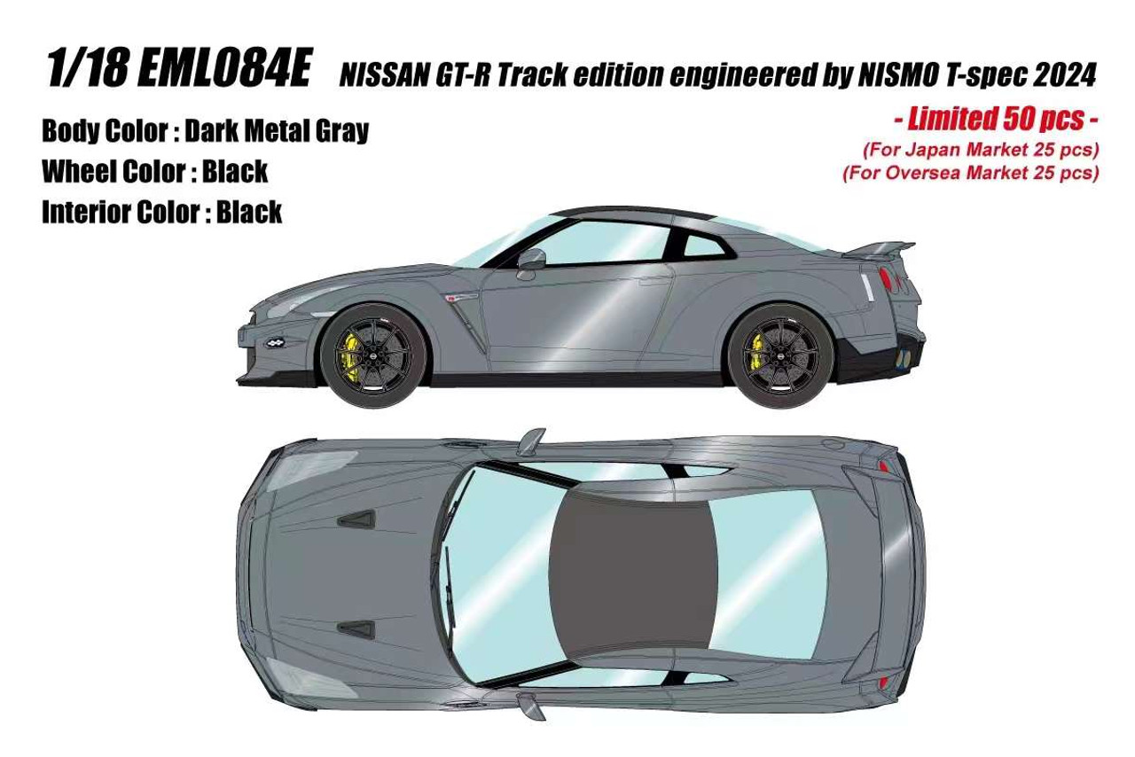 1/18 Make Up 2024 Nissan GT-R R35 Track Edition Engineered by Nismo T-Spec (Dark Metal Grey) Car Model Limited 50 Pieces