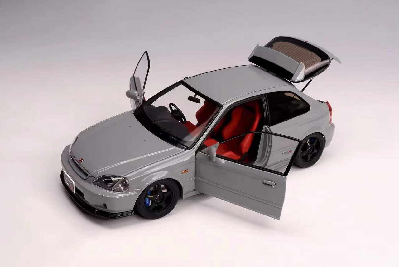 1/18 Motorhelix Honda Civic Type R (EK9) (Nardo Grey) Full Open Diecast Car Model with Extra Engine