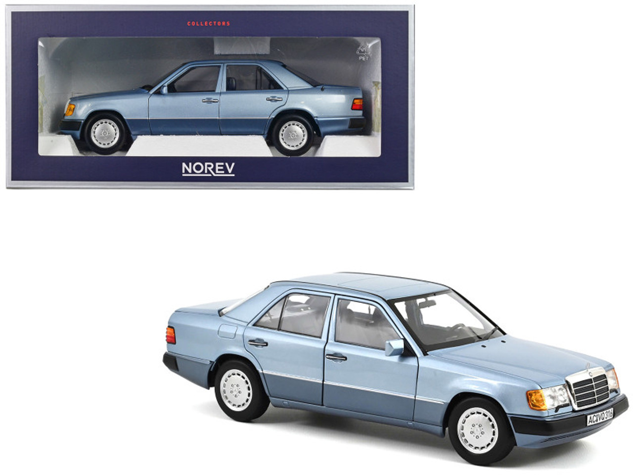 1990 Mercedes-Benz 230 E Light Blue Metallic 1/18 Diecast Model Car by Norev