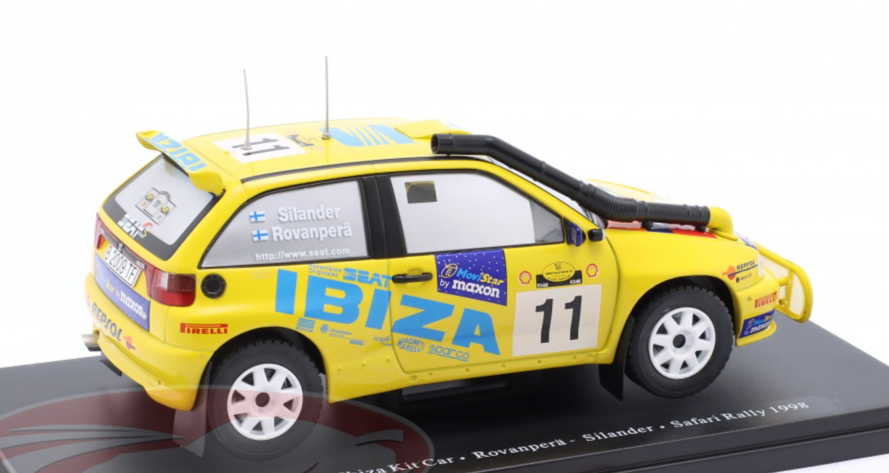 1/24 Altaya 1998 Seat Ibiza Kit Car #11 5th Safari Rallye Seat Sport Harri Rovanperä, Voitto Silander Car Model