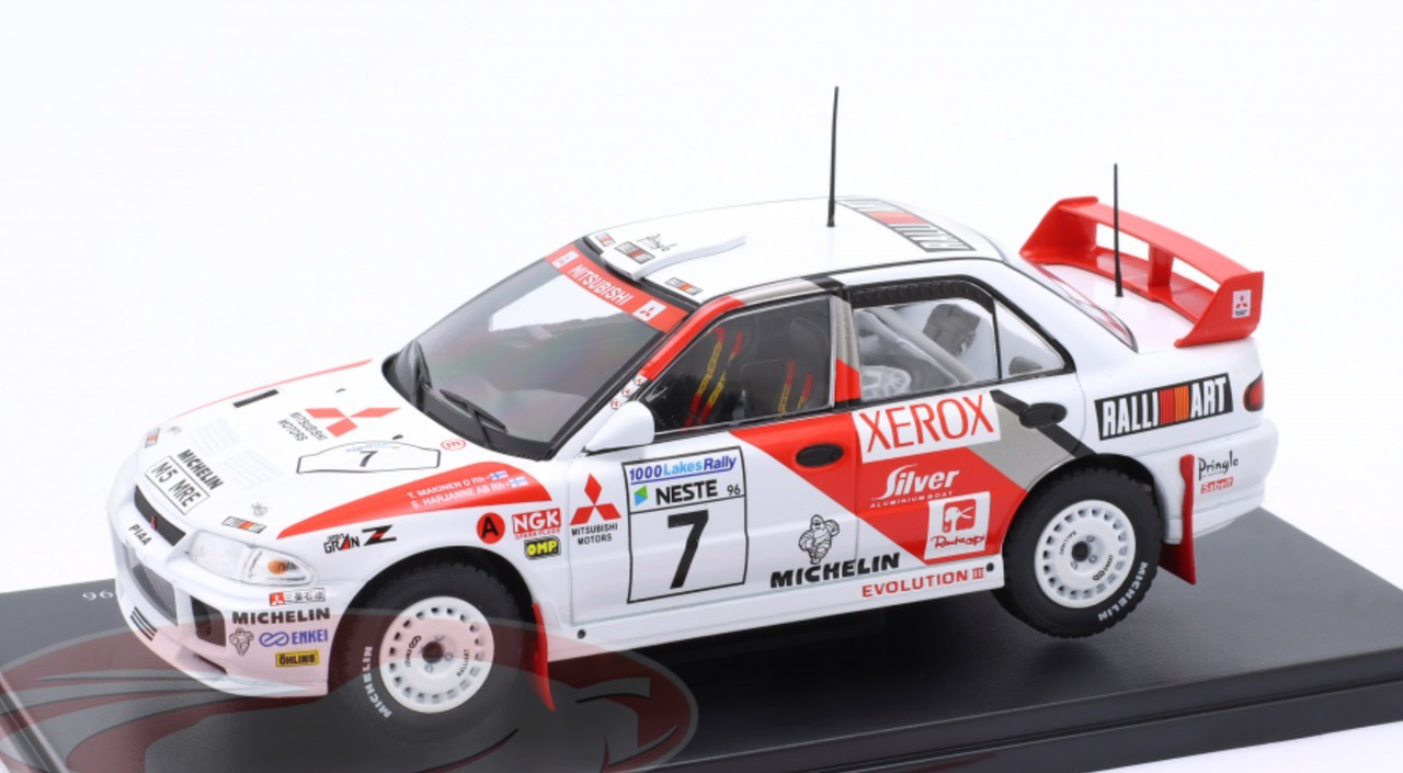 1/24 Altaya 1996 Mitsubishi Lancer Evo III #7 Winner Rallye 1000 Lakes Mitsubishi Ralliart Tommi Mäkinen, Seppo Harjanne Car Model