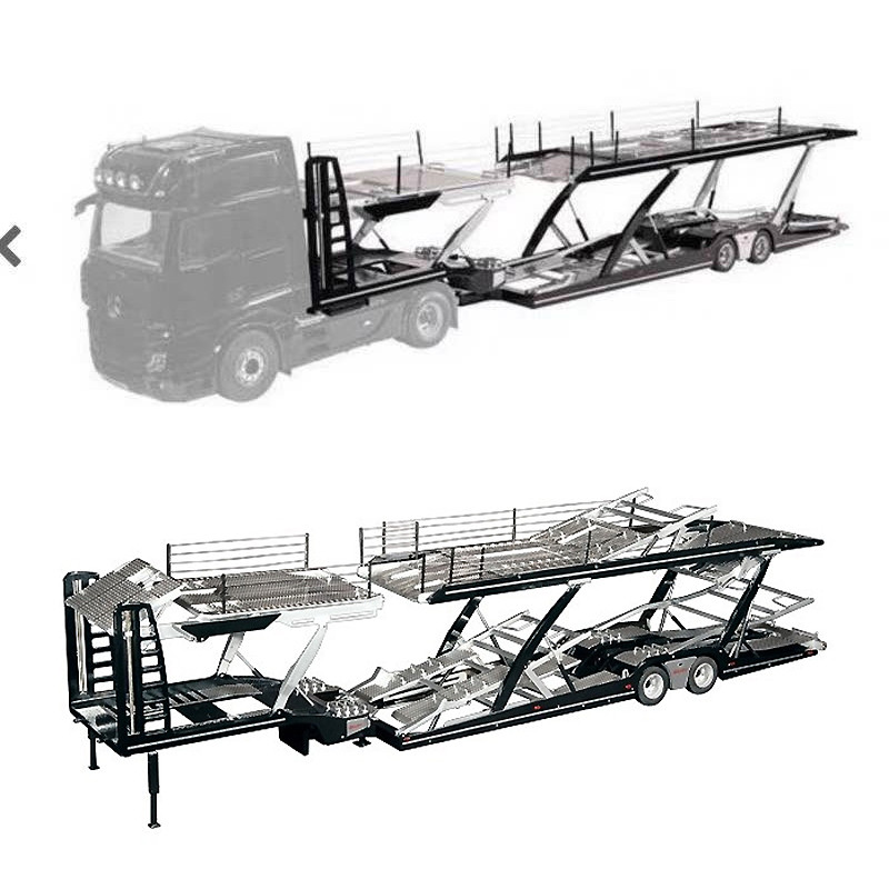 1/18 NZG 8 Cars Double Level Lohr Car Transporter Trailer for