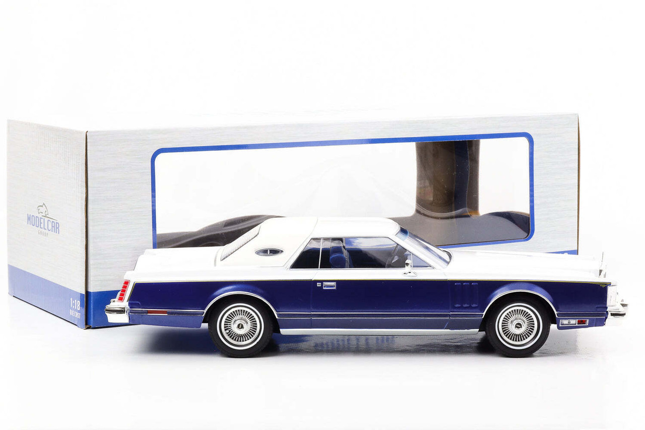 1/18 Modelcar Group 1978 Lincoln Continental Mark V (Blue & White) Car Model