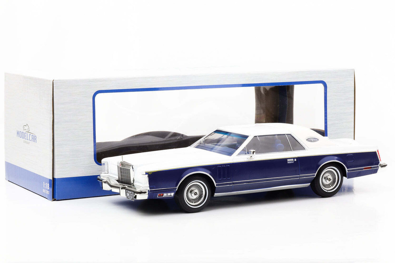 1/18 Modelcar Group 1978 Lincoln Continental Mark V (Blue & White) Car Model