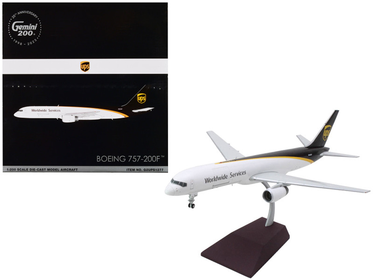 Boeing 757-200 Commercial Aircraft "UPS Worldwide Services" (N465UP) White with Brown Tail "Gemini 200" Series 1/200 Diecast Model Airplane by GeminiJets