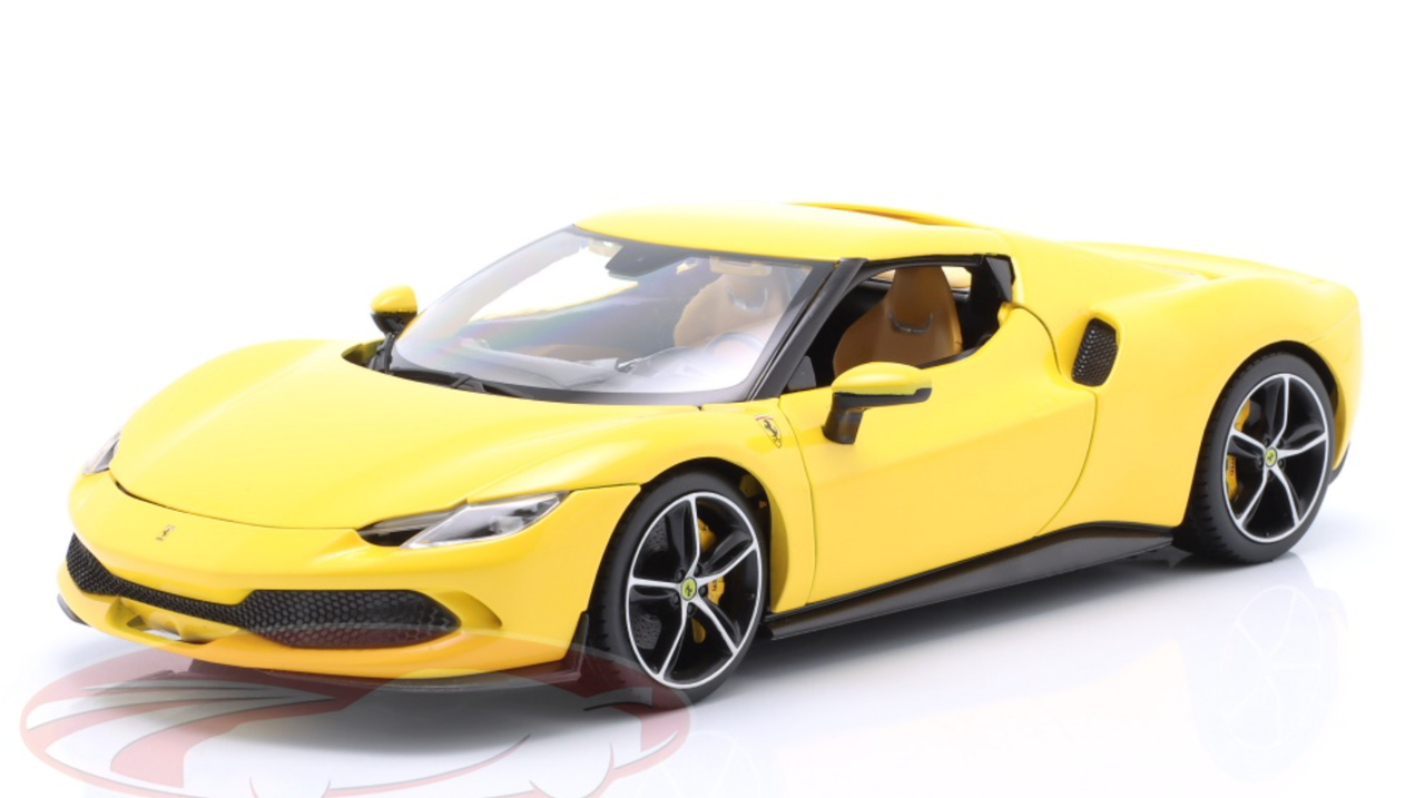 1/18 Bburago 2021 Ferrari 296 GTB Hybrid 830PS V6 (Yellow) Diecast Car Model