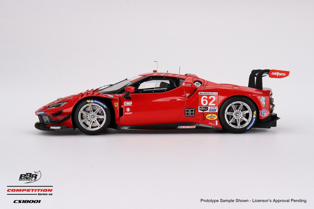 1/18 BBR 2023 Ferrari 296 GT3 Risi Competizione #62 IMSA Daytona 24 Hrs Car Model