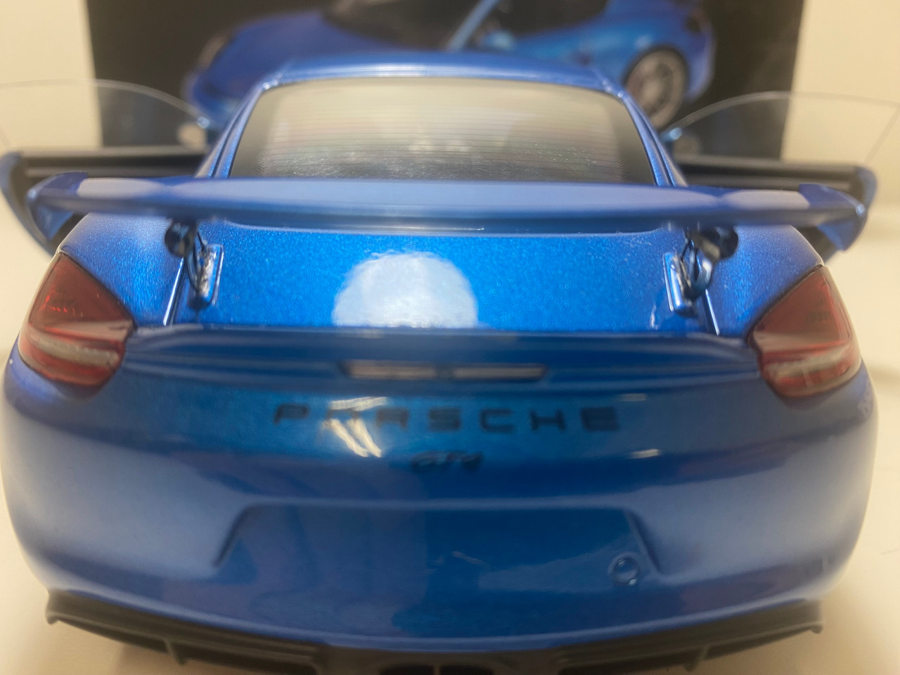 USED AS-IS 1/18 Schuco Porsche Cayman GT4 (Blue) Diecast Car Model