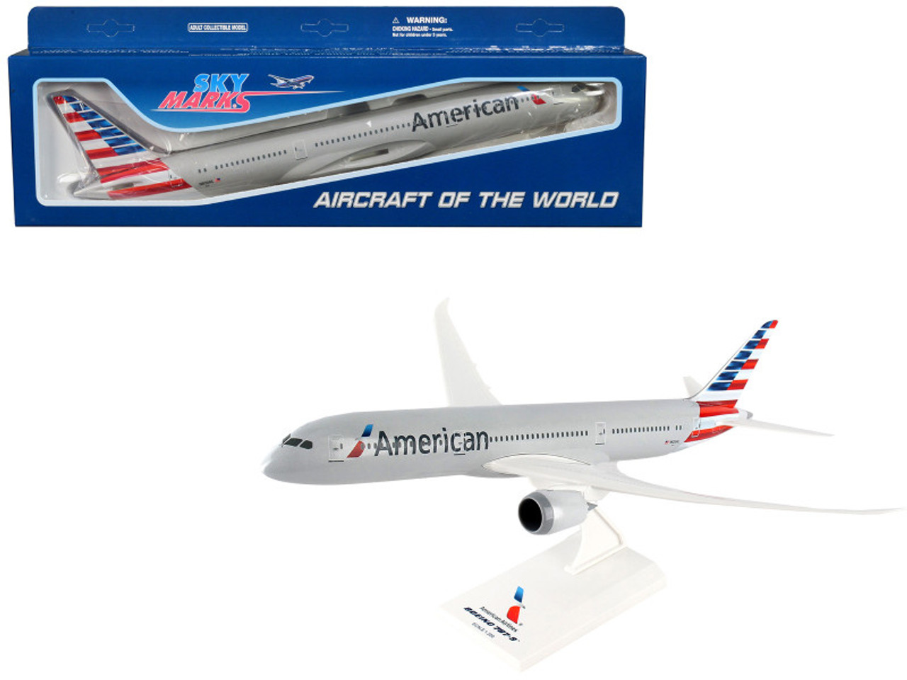Boeing 787-9 Commercial Aircraft "American Airlines" (N820AL) Gray with Blue and Red Tail (Snap-Fit) 1/200 Plastic Model by Skymarks