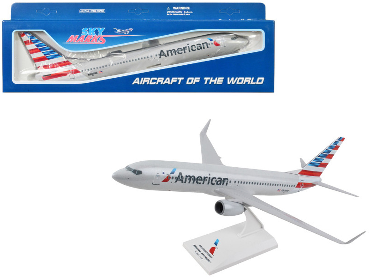 Boeing 777-800 Commercial Aircraft "American Airlines" (N803NN) Gray with Blue and Red Tail (Snap-Fit) 1/130 Plastic Model by Skymarks