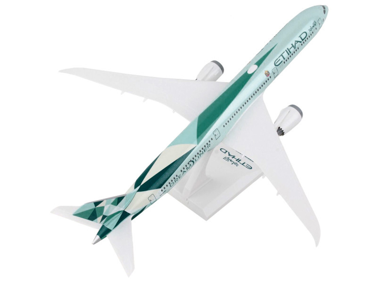 Boeing 787-10 Dreamliner Commercial Aircraft "Etihad Airways" (A6-BMH) Light Green with Tail Graphics (Snap-Fit) 1/200 Plastic Model by Skymarks