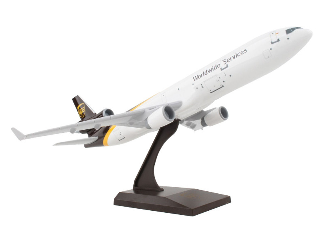 McDonnell Douglas MD-11 Commercial Aircraft "UPS Worldwide Services" (A6-ETA) White and Brown (Snap-Fit) 1/200 Plastic Model by Skymarks