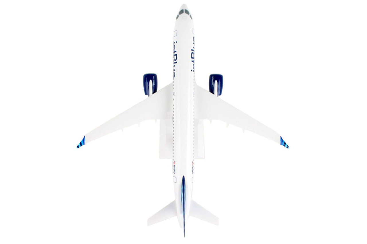 Airbus A220-300 Commercial Aircraft with Landing Gear "JetBlue Airways" (N3044J) White with Blue Tail (Snap-Fit) 1/100 Plastic Model by Skymarks