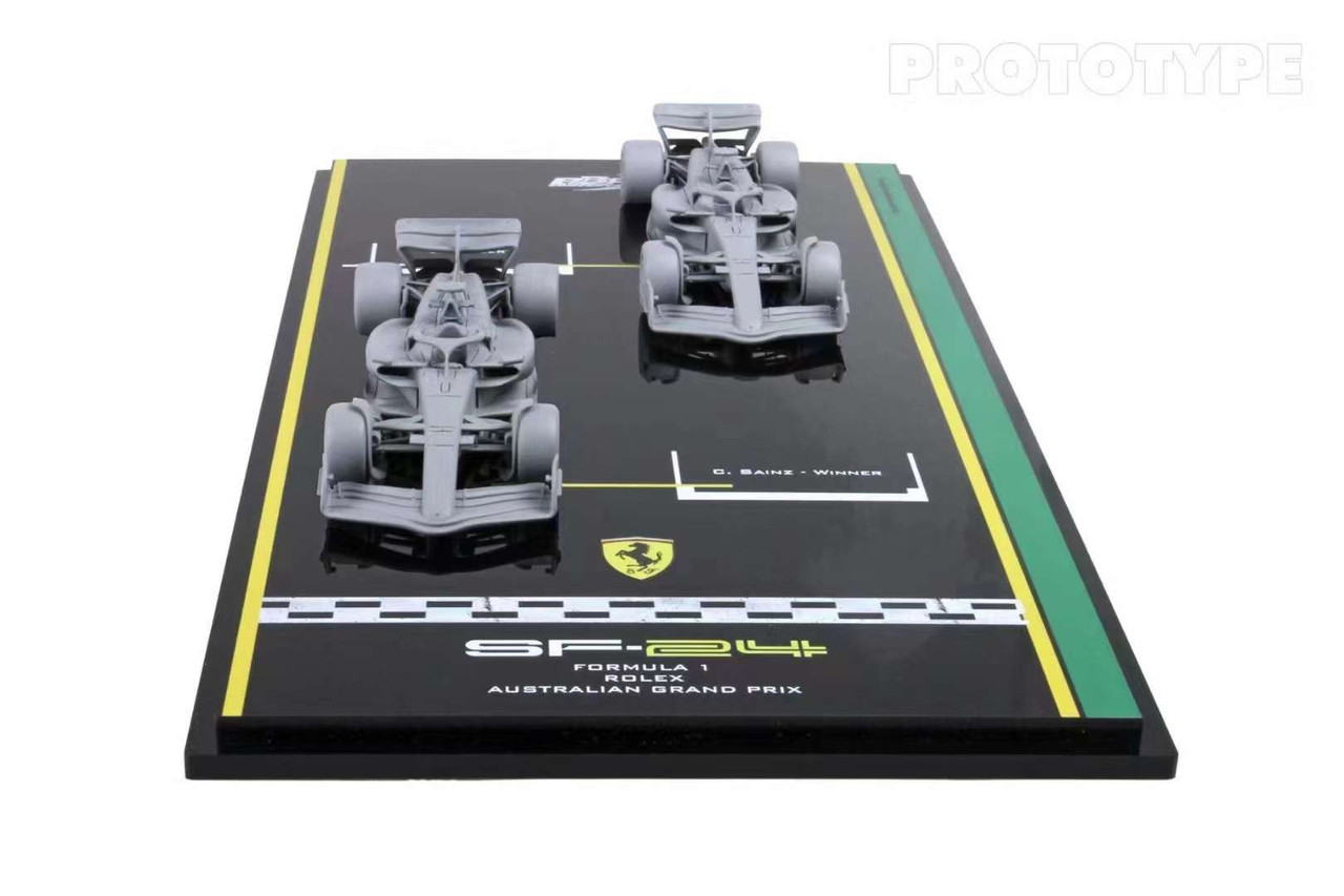 1/43 BBR 2024 Formula 1 Two Car Set Ferrari SF-24 Australian GP Winner Carlos Sainz & 2nd Place Charles Leclerc Car Models