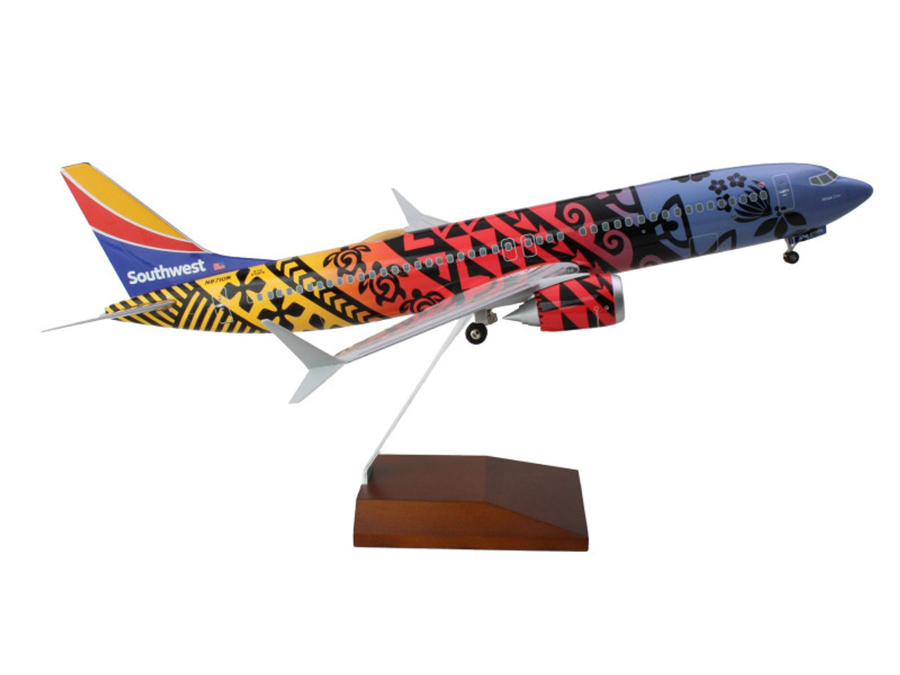 Boeing 737 MAX 8 Commercial Aircraft with Landing Gear "Southwest Airlines - Imua One" (N8710M) Hawaiian Livery (Snap-Fit) 1/100 Plastic Model by Skymarks