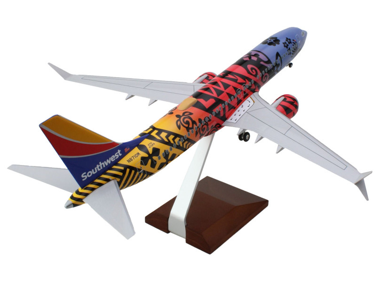 Boeing 737 MAX 8 Commercial Aircraft with Landing Gear "Southwest Airlines - Imua One" (N8710M) Hawaiian Livery (Snap-Fit) 1/100 Plastic Model by Skymarks