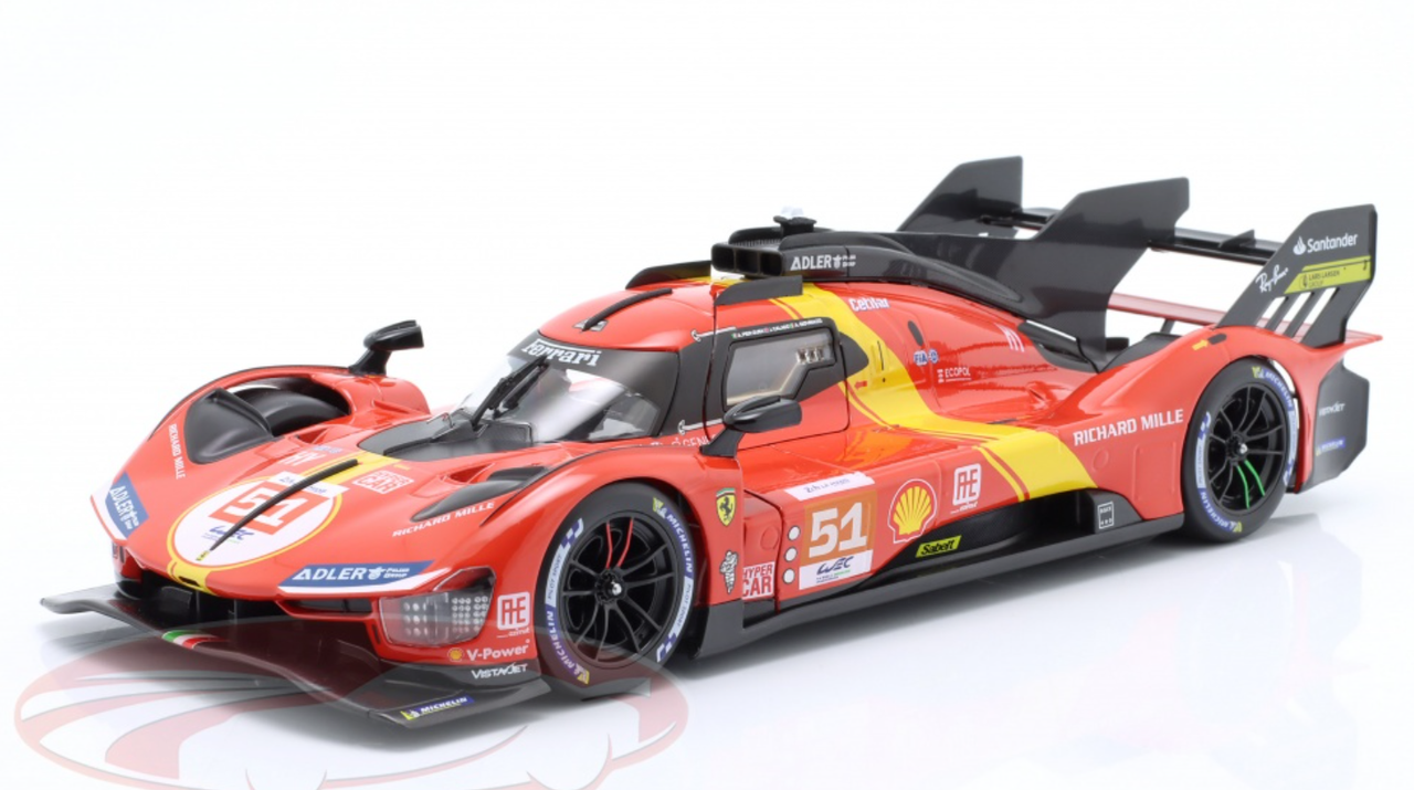 1/18 BBurago 2023 Ferrari 499P #51 Winner 24h LeMans Ferrari AF Corse  Alessandro Pier Guidi, James Calado, Antonio Giovinazzi Diecast Car Model