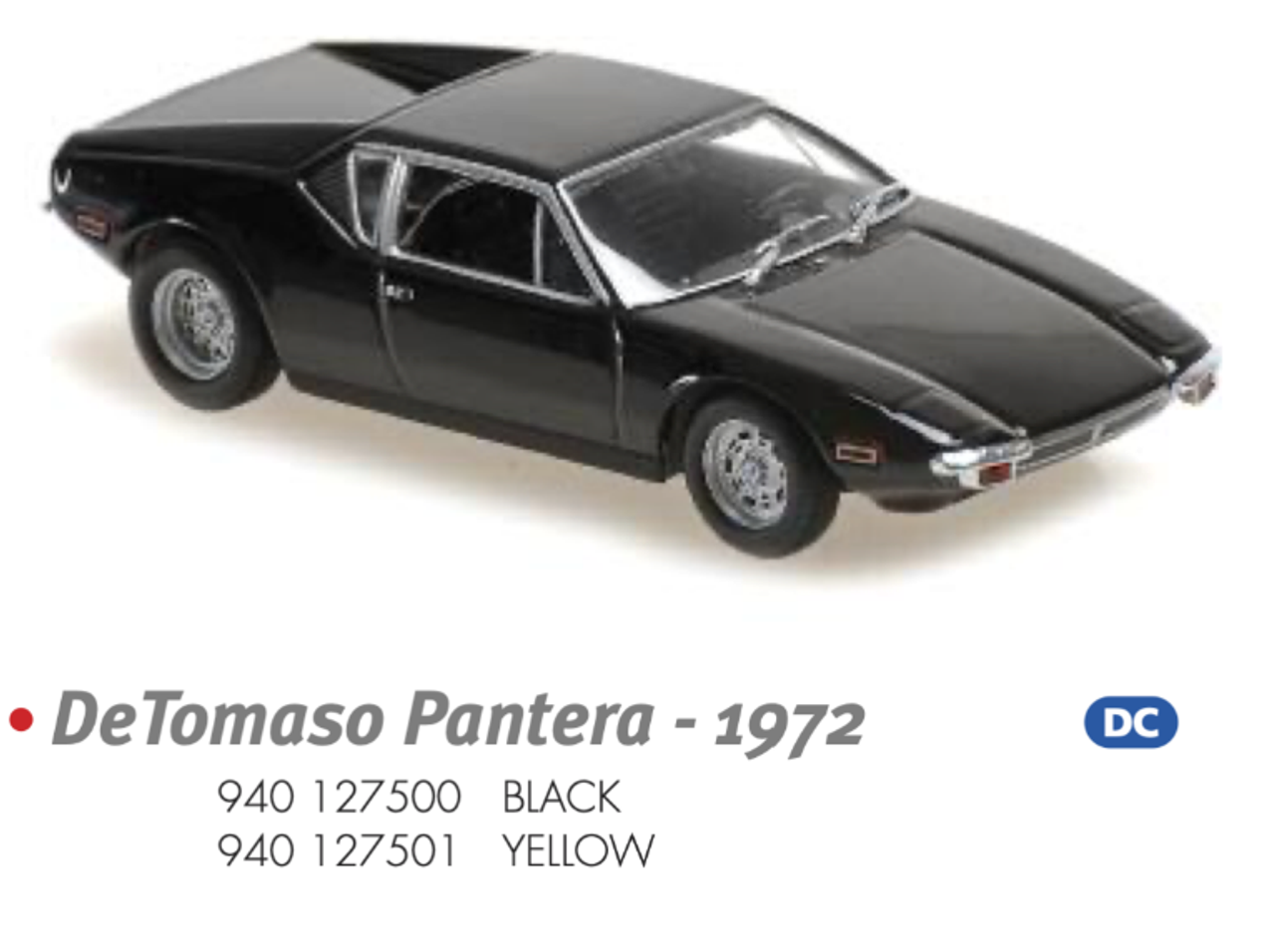 1/43 MINICHAMPS DE TOMASO PANTERA - 1972 - YELLOW Diecast Car Model