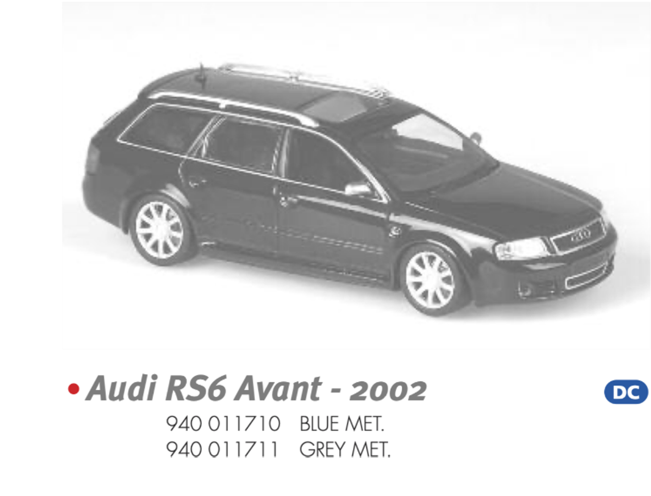 1/43 Minichamps AUDI RS6 AVANT - 2002 - BLUE MET. Diecast Car Model