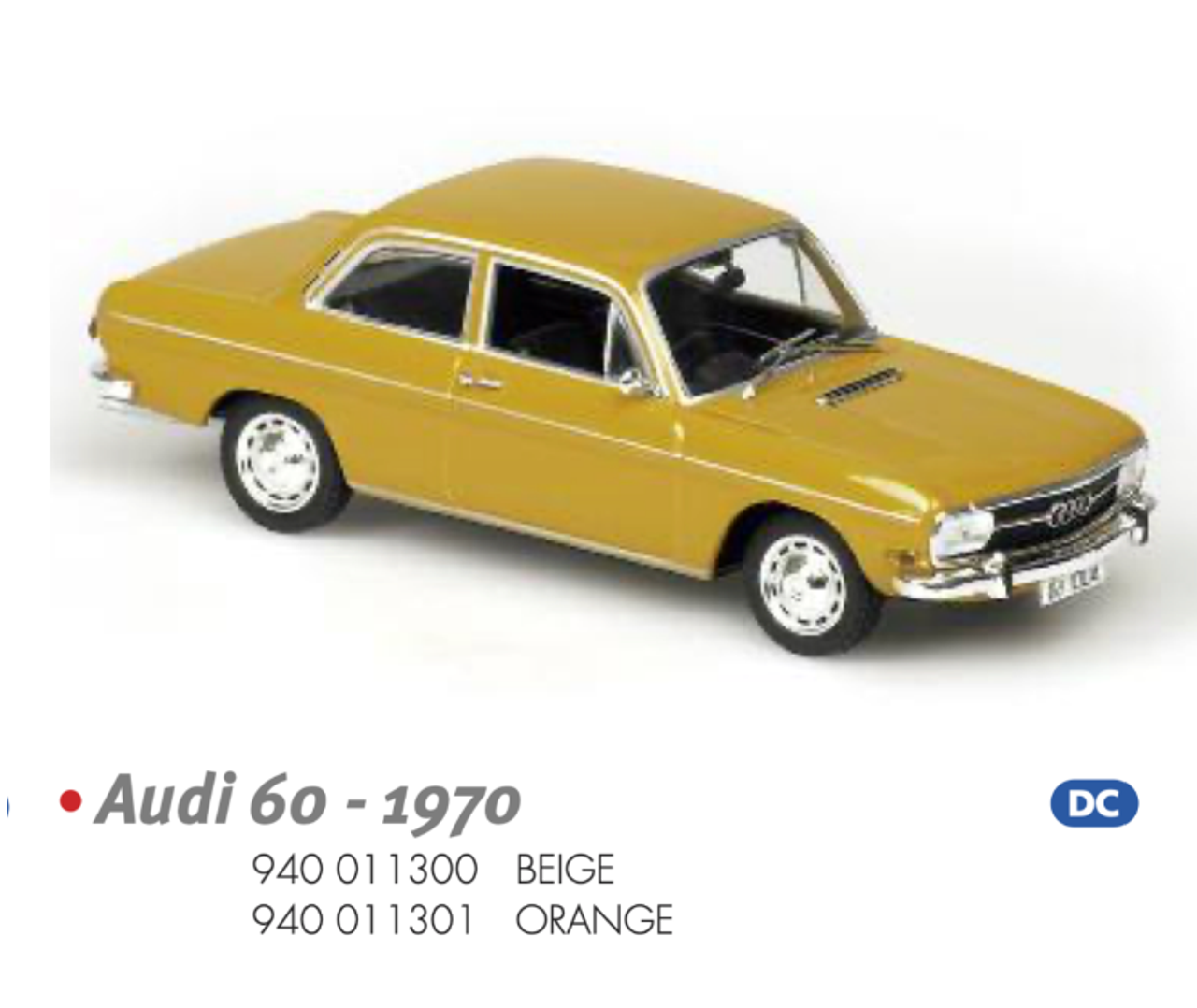 1/43 Minichamps AUDI 60 -1970 - ORANGE Diecast Car Model