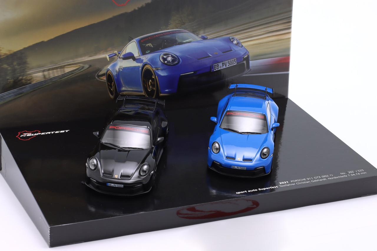 1/43 Minichamps 2-Car Set 2021 Porsche 911 (992) GT3 (Blue & Black