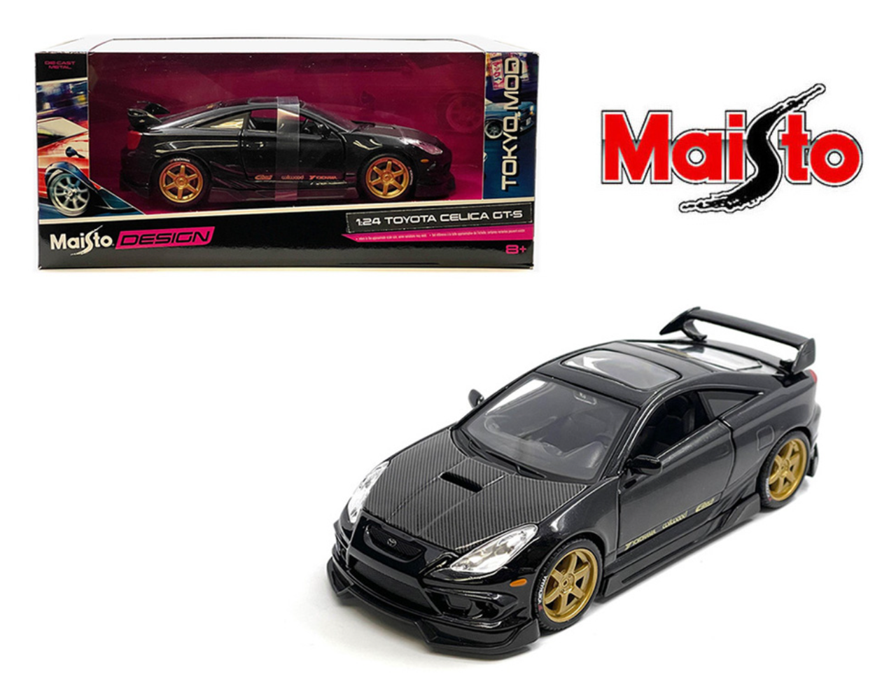 1/24 Maisto Toyota Celica GT-S (Black) with Gold Wheels Diecast Car Model