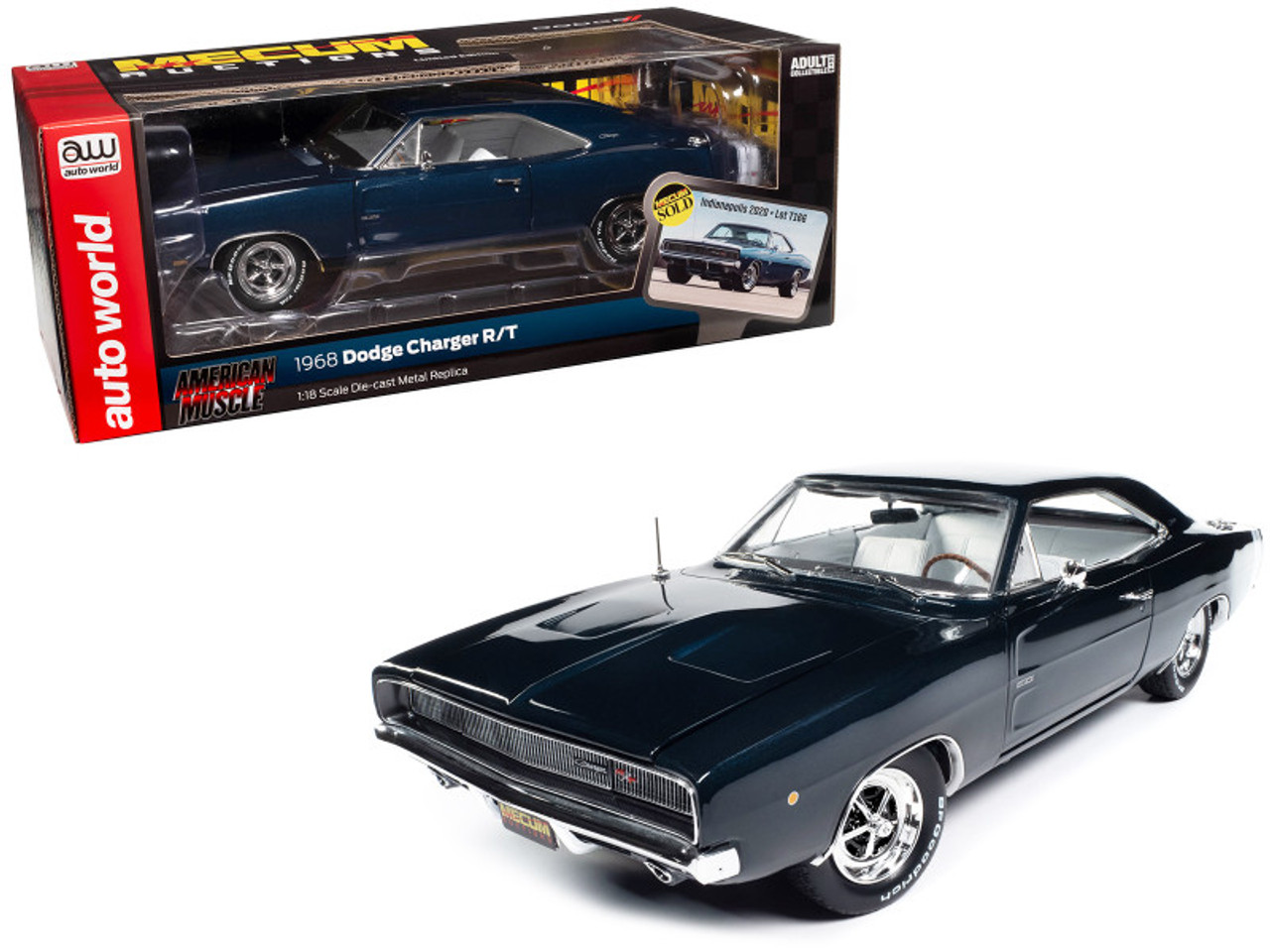 1968 Dodge Charger R/T Dark Blue Metallic with White