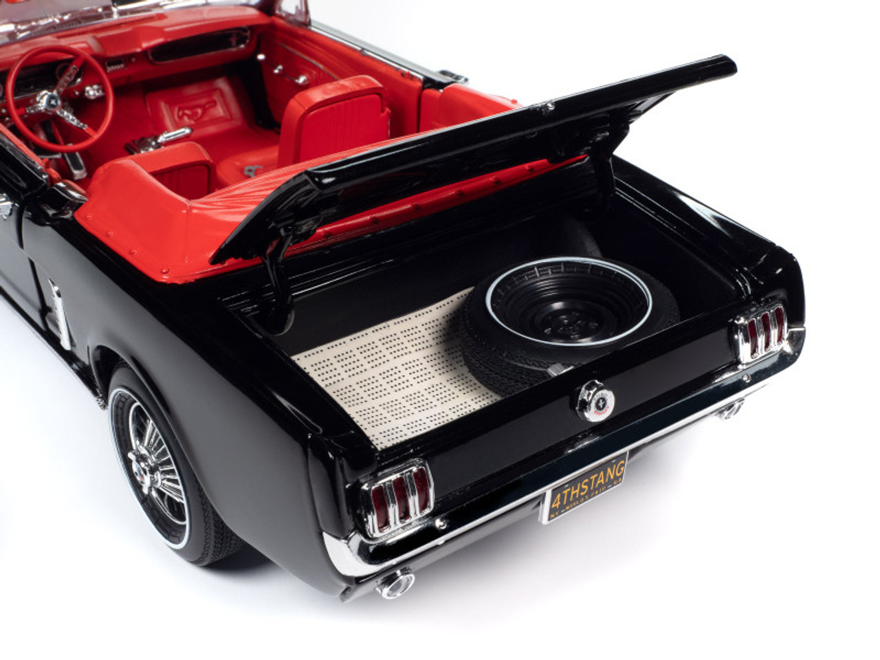 1964 1/2 Ford Mustang Convertible Raven Black with Red Interior "American Muscle" Series 1/18 Diecast Model Car by Auto World