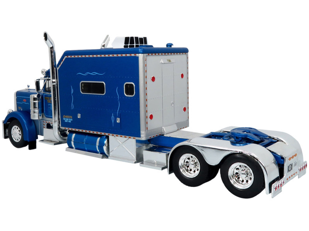 Peterbilt 379 Tractor Truck with Trailer Blue Metallic "Western Distributing Transportation Corp." Limited Edition to 504 pieces Worldwide "Vintage Heavy Haul Truck Collection" 1/43 Diecast Model by Iconic Replicas