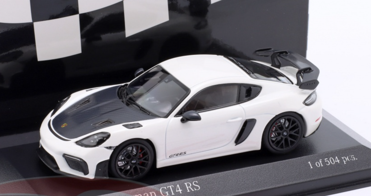 1/43 Minichamps 2021 Porsche 718 (982) Cayman GT4 RS (White with Black Wheels) Car Model