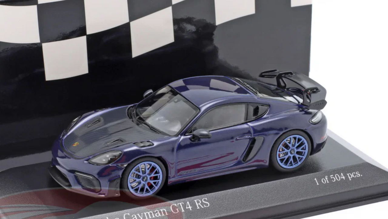 1/43 Minichamps 2021 Porsche 718 (982) Cayman GT4 RS (Gentian Blue Metallic) Car Model