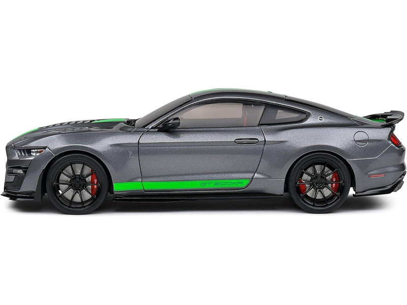 1/18 Solido 2020 Ford Mustang GT500 (Carbon Grey Metallic with Neon Green) Diecast Car Model