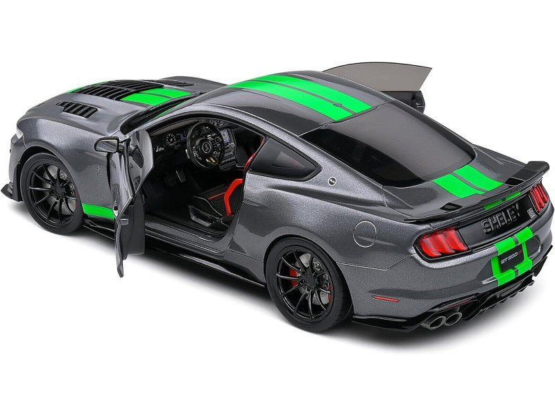 1/18 Solido 2020 Ford Mustang GT500 (Carbon Grey Metallic with Neon Green) Diecast Car Model